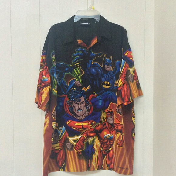 dc comics button up shirt